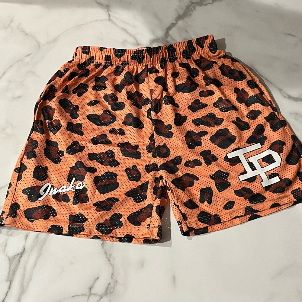 Orange Leopard Print Shorts